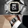 HASLFM Stainless Steel Watch Bands with Case Compatible for Fitbit Versa 4/Versa 3/Versa 2/Versa 1/Fitbit Versa Lite/Fitbit Sense 2/Sense 1,Rugged Metal Strap for Men with Protector Case Bumper Cover view 4