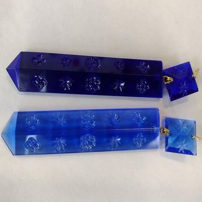 1 pcs Chandelier Pendant Icicle Prizm with a Small Square Crystal 100 x 20 mm + 19 x 21 mm Cobalt Royal Blue