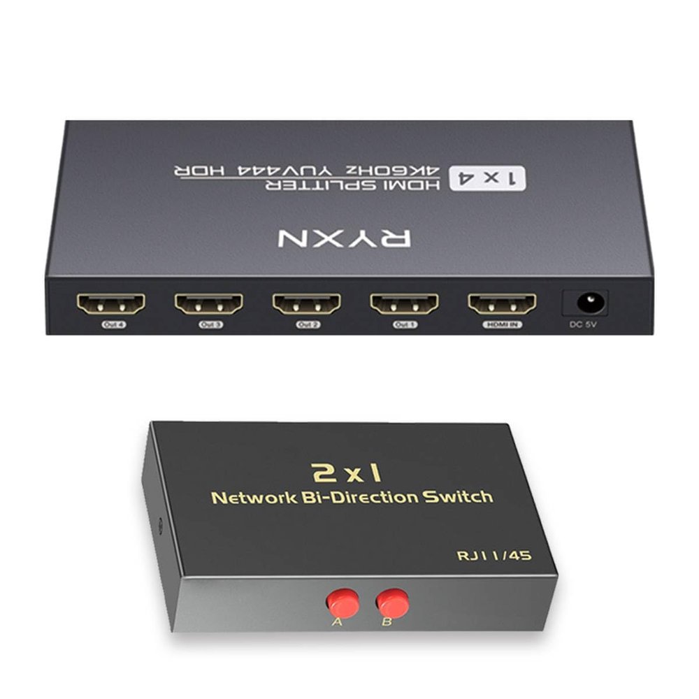 HDMI 2.0 Splitter 1 in 4 Out + RJ45 Switch