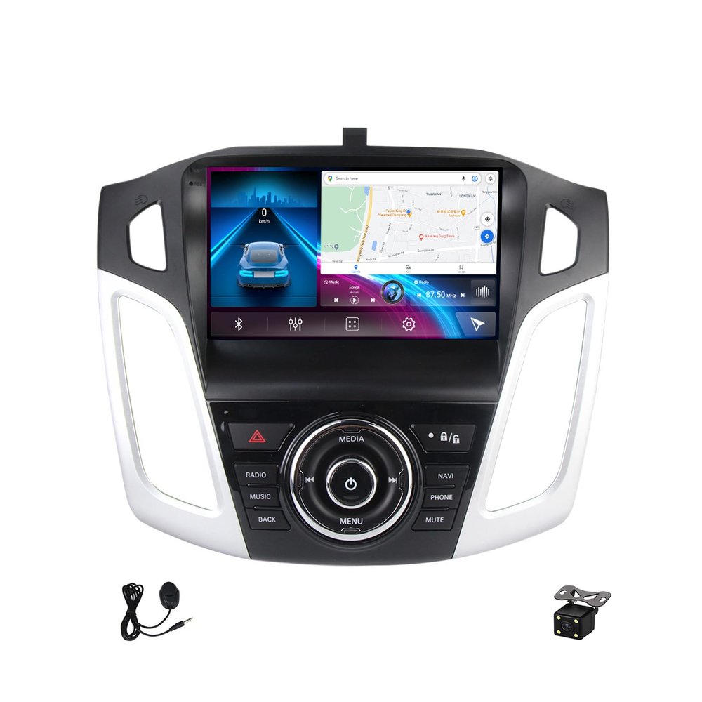Android Car Stereo 9 Inch Touchscreen Bluetooth Car Radio for Ford Focus 3 Mk3 2011~2015 GPS in-Dash Navigation FM Radio Mirror Link DSP, with Backup Camera+Microphone,4g WiFi,6G+128G