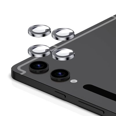 Zeking (2 Set for Samsung Galaxy Tab S9 Plus / S9 Ultra Camera Lens Protector, Scratch-Resistant HD Clarity Ultra-Thin 9H Tempered Glass with Aluminum Edging, Individual Metal Lens Cover (Silver)