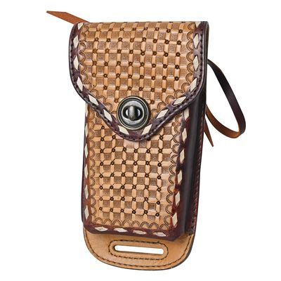 HILASON Horse Saddle Gorgeous Hand Tooled Cell Phone Case Pouch American Leather | Holsters Cowboy Genuine Belt Loop Holster