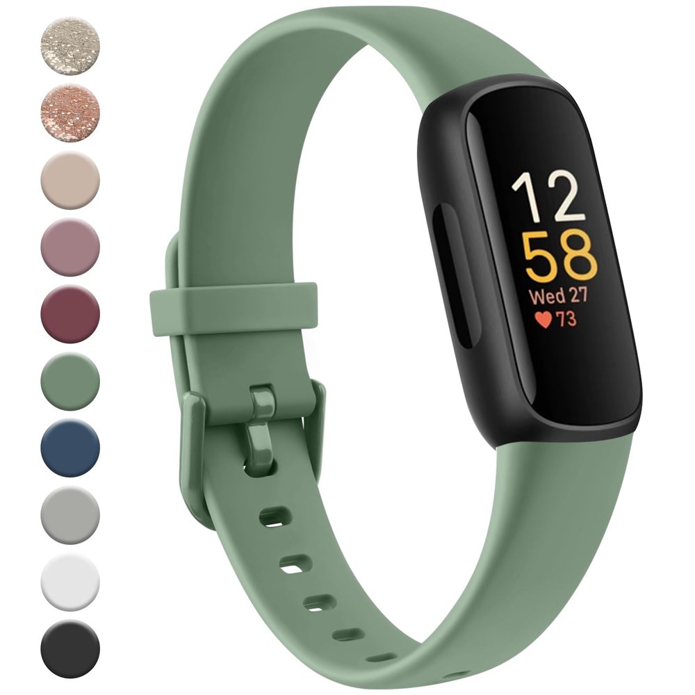 Meliya for Fitbit Inspire 3 Bands Women Men, Soft Silicone Adjustable Wristband Replacement Sport Straps Compatible with Fitbit Inspire 3 Fitness Tracker (Green)