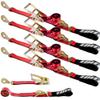 IBITION 4 Pack Car Tie Down with Snap Hooks - 2" x 114" - 3,300 lbs Safe Working Load -Haul Car, Race, Truck, ATV, UTV SUV Polyester UV Resistant.Red view 1