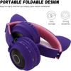 NONCHI Wireless Bluetooth 5.0 Kids Headphones, Cat Ear Headphones Foldable Over Ear Stereo Wireless Headset with Mic LED Light, LED Lights, 3.5Mm AUX Cable, for Laptop/PC/TV,Gray view 4