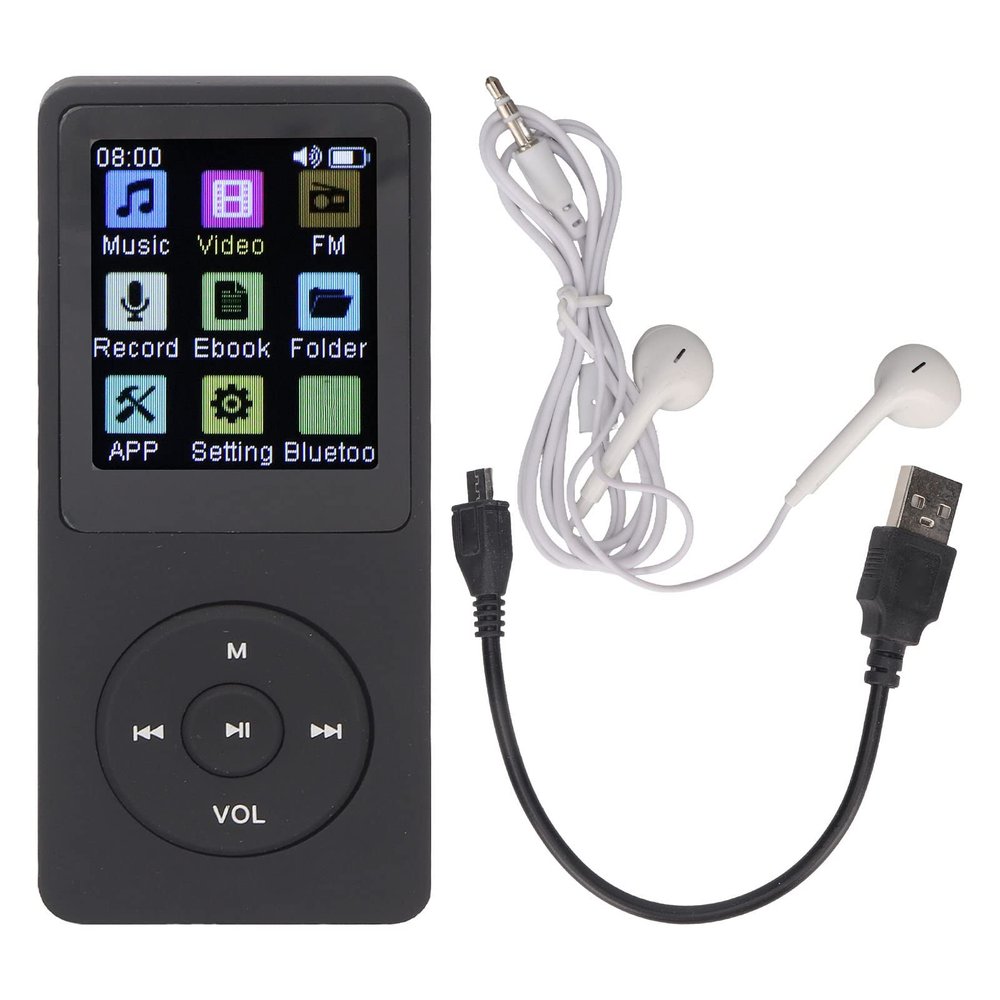 MP3 Player with Bluetooth 5.0, Bluetooth MP3 Player 1.8 Inch Color Display Built in Speaker Electronic Book Reader Recorder Pocket Music Player