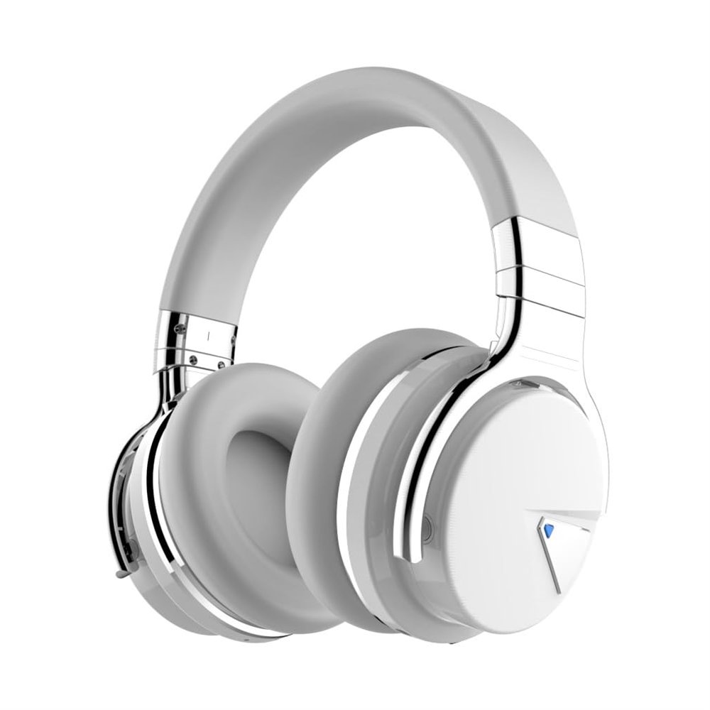 NONCHI E7 Wireless Over Ear Headphones, Active Noise Cancelling, Bluetooth 5.0, 30 Hours Playtime, White