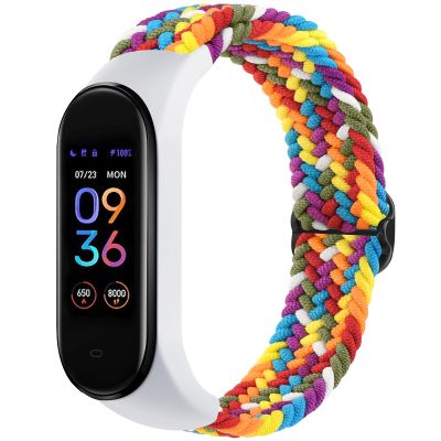 Meliya Elastic Bands for Amazfit Band 5 Replacement Strap Women Men, Soft Braided Nylon Solo Sport Strap Bracelet Wristband Compatible with Amazfit Band 5 Accessories (Colorful)