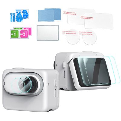 2 Set Ultra Clear Tempered Glass Screen Protector+Tempered Glass Lens Guard Screen Protector Compatible for Insta360 GO 3, 9H Hardness Protective Film for Insta360 GO 3 Camera Accessories
