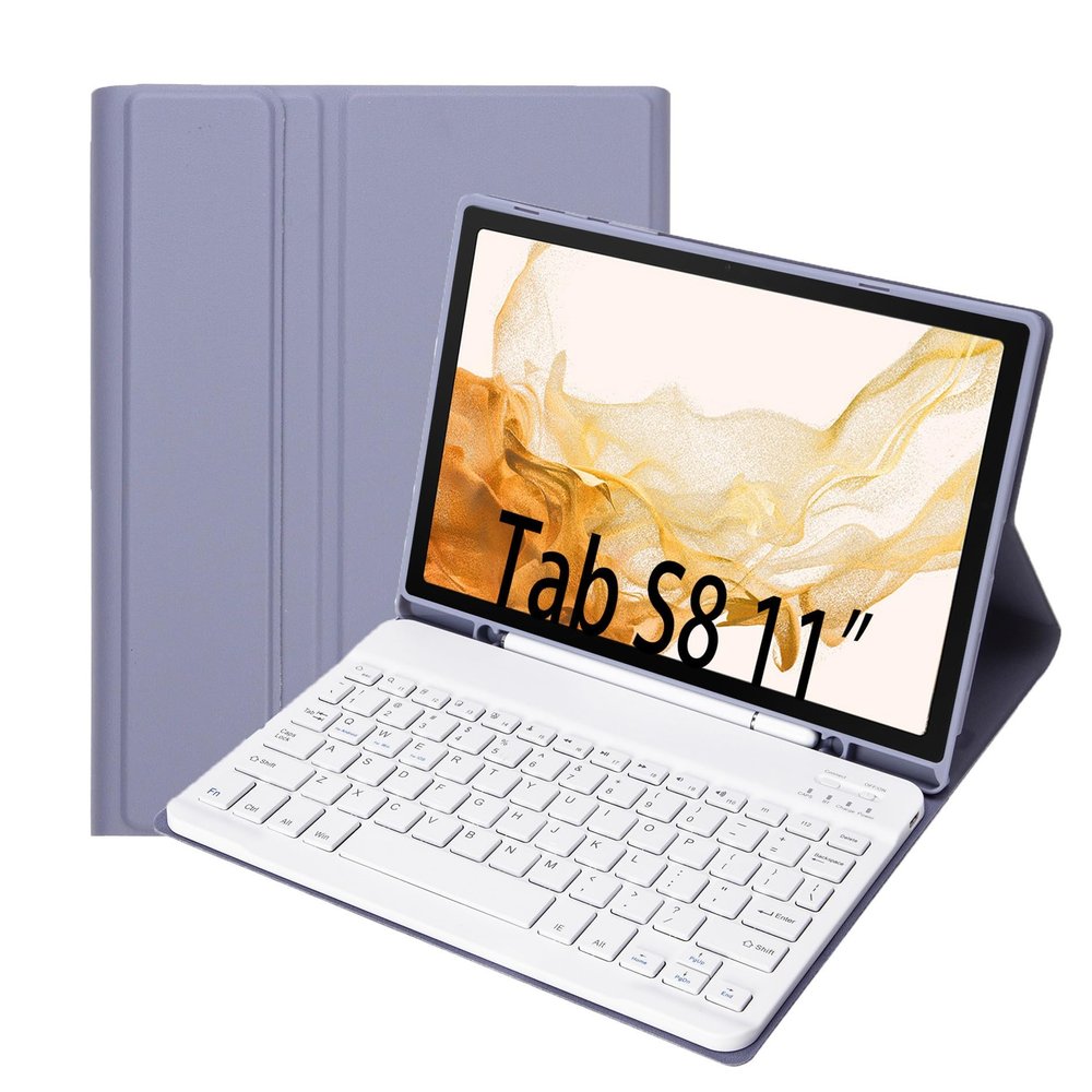 Aidashine Keyboard Case for Samsung Tab S8/Tab S7 11 inch (SM-X700/X706/T870/T875/T878), Slim Leather Folio Stand Cover, Wireless Detachable Keyboard with S Pen Holder,1