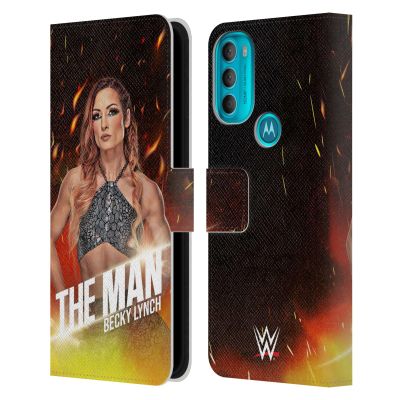 Head Case Designs Officially Licensed WWE The Man Portrait Becky Lynch Leather Book Wallet Case Cover Compatible with Motorola Moto G71 5G