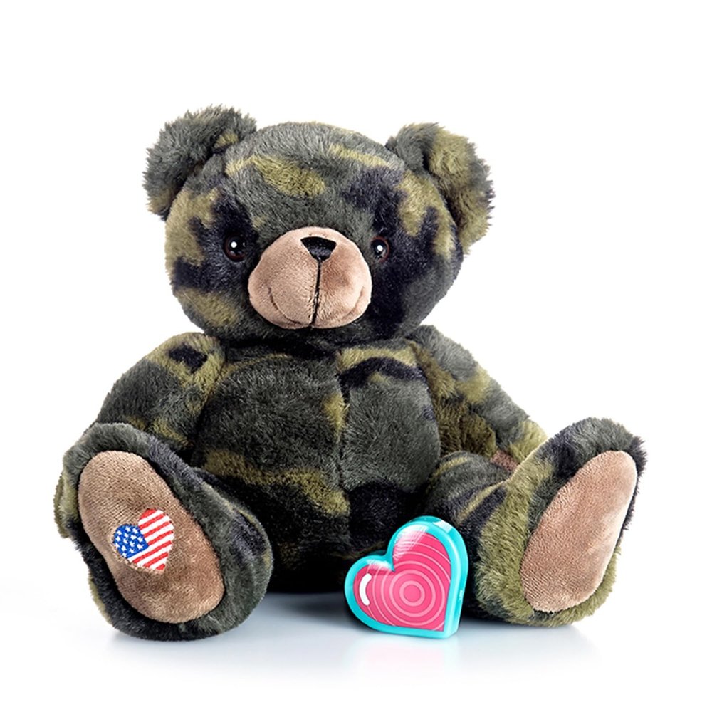 My Babys Heartbeat Bear, 20 Second Re-Recordable Digital Voice Recorder Plush Keepsake for Babys Heartbeat Memory, Pregnancy Keepsake (Not a Medical Device), Patriot