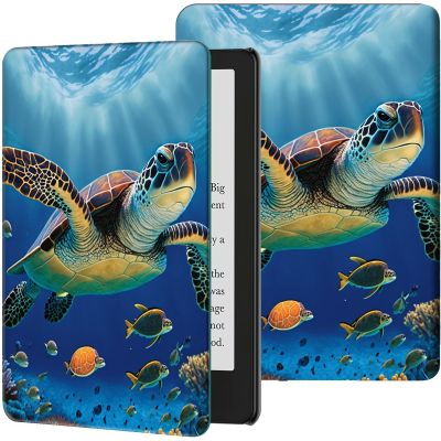 Case for Kindle 10th Generation 2019 Released PU Leather Slim Folio Lightweight Cover with Smart Auto Wake/Sleep Protective Case for 6" Kindle 10th Gen 2019 (Not Fit Kindle Paperwhite),Sea Turtle