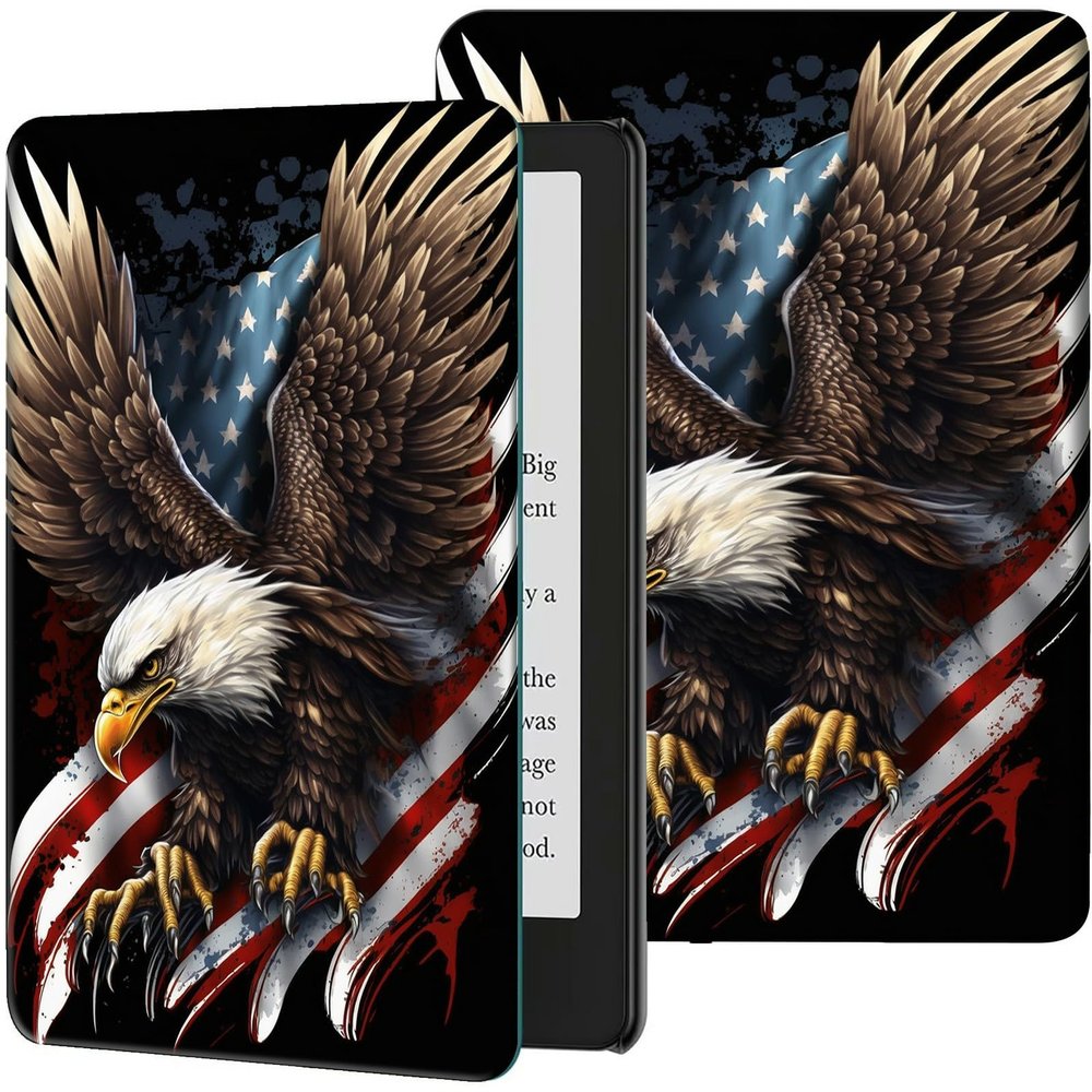 Case for Amazon Kindle 10th Generation 2019 Released PU Leather Slim Folio Lightweight Cover with Smart Auto Wake/Sleep Protective Case for 6" Kindle 10th Gen 2019 eReader,American Flag Eagle