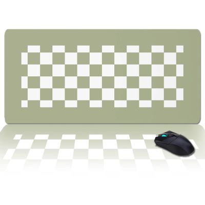 Oversized Gaming Mouse Pad, Sage Green Checkerboard Plaid Desk Mat for Home Office Extended XXL Computer Mouse Pad with Non-Slip Backing for Laptop Desktop Keyboard,35x15 inch