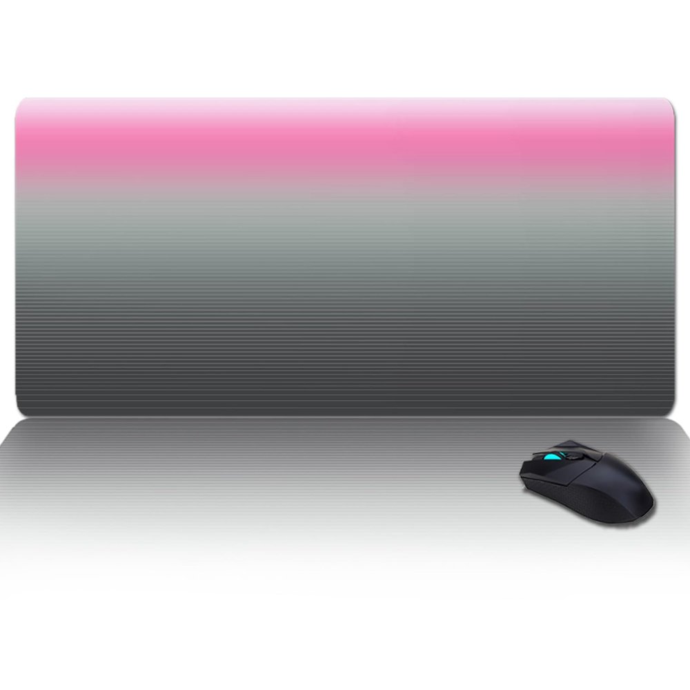 Oversized Gaming Mouse Pad, Pink Grey Stripe Gradient Desk Mat for Home Office Extended XXL Computer Mouse Pad with Non-Slip Backing for Laptop Desktop Keyboard,35x15 inch