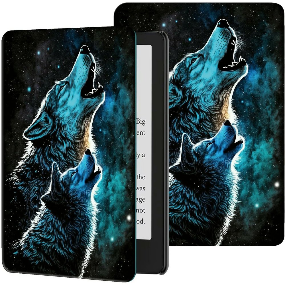 GFRGTFHYT Case for 6" Kindle (11th Generation, 2024/2022 Release) Slim PU Leather Adjustable Multi-Angle Smart Shell Cover with Auto Wake/Sleep for Kindle 2024/2022 11th Gen e-Reader,Howling Wolf