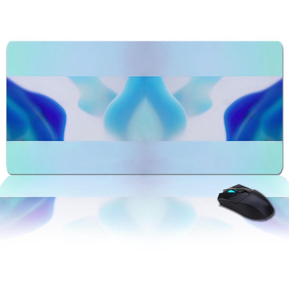 Oversized Gaming Mouse Pad, Blue White Ombre Teal Turquoise Gradient Desk Mat for Home Office Extended XXL Computer Mouse Pad with Non-Slip Backing for Laptop Desktop Keyboard,35x15 inch