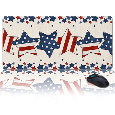 Oversized Gaming Mouse Pad, Independence Stars and Stripes Flag Patriot Beige Desk Mat for Home Office Extended XXL Computer Mouse Pad with Non-Slip Backing for Laptop Desktop Keyboard,35x15 inch