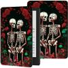 Case for 6" Kindle (11th Generation, 2024/2022 Release) Slim PU Leather Adjustable Multi-Angle Smart Shell Cover with Auto Wake/Sleep for Kindle 2024/2022 11th Gen e-Reader,Flower Human Skeletons view 1