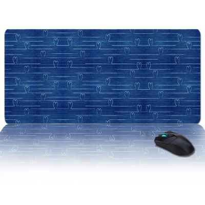 Oversized Gaming Mouse Pad, Valentine's Day Nostalgic Love Washed Denim Color Desk Mat for Home Office Extended XXL Computer Mouse Pad with Non-Slip Backing for Laptop Desktop Keyboard,35x15 inch