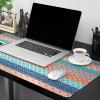 Oversized Gaming Mouse Pad,Boho Geometric Floral Stripe Ethnic Turquoise Orange Blue Desk Mat for Home Office Non-Slip Extended XXL Computer Mouse Pad for Laptop Desktop Keyboard,35x15 inch view 2