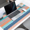 Oversized Gaming Mouse Pad,Boho Geometric Floral Stripe Ethnic Turquoise Orange Blue Desk Mat for Home Office Non-Slip Extended XXL Computer Mouse Pad for Laptop Desktop Keyboard,35x15 inch view 3