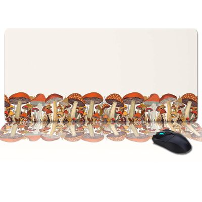 Oversized Gaming Mouse Pad, Fall Thanksgiving Mushroom Vintage Maple Leaves Desk Mat for Home Office Extended XXL Computer Mouse Pad with Non-Slip Backing for Laptop Desktop Keyboard,35x15 inch
