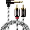 CableCreation 3.5mm to RCA Cable, Angle 3.5mm Male to 2RCA Male Auxiliary Stereo Audio Y Splitter Gold-Plated for Smartphones, MP3, Tablets, Speakers,Home Theater,HDTV,6FT/1.8M-2PACK view 1