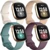 Getino Compatible with Fitbit Sense 2/ Sense Bands/Versa 4/ Versa 3 Bands Women Men, Soft Sport Accessories, Band for Fitbit Sense/Sense 2/ Versa 4/ Versa 3 Watch, Large Milke/Violet/Pinelv/Apricot view 1