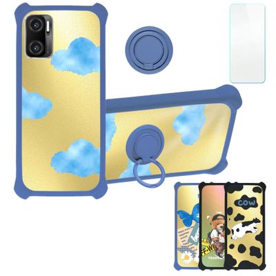 Aroepurt Maxwest Nitro N62 Case Compatible with MAXWEST Nitro N62 Phone Case Cover [with Tempered Glass Screen Protector][Hard PC + Soft Silicone][Ring Support] [Golden Reflect Light] DJL-LSY
