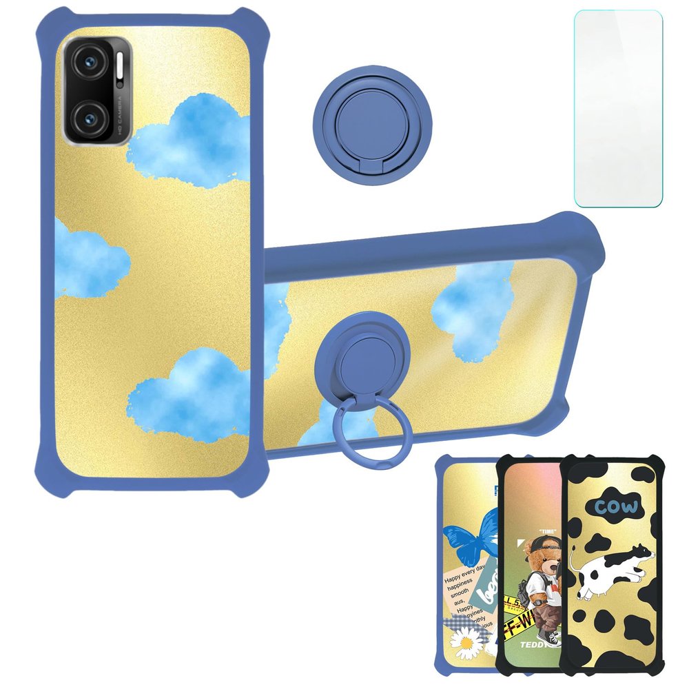 Aroepurt Maxwest Nitro N62 Case Compatible with MAXWEST Nitro N62 Phone Case Cover [with Tempered Glass Screen Protector][Hard PC + Soft Silicone][Ring Support] [Golden Reflect Light] DJL-LSY