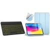 DTTO Bluetooth Keyboard, Wireless Rechargeable Keyboard and Slim Tri-fold Stand Soft TPU Back Case with Pencil Holder for iPad 10th Generation Case 10.9 Inch 2022, Ice Blue view 1