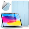 DTTO Bluetooth Keyboard, Wireless Rechargeable Keyboard and Slim Tri-fold Stand Soft TPU Back Case with Pencil Holder for iPad 10th Generation Case 10.9 Inch 2022, Ice Blue view 2