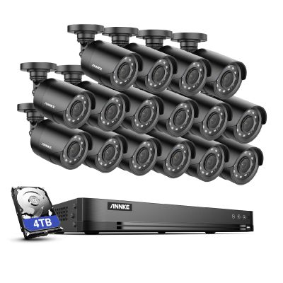 ANNKE 32CH Security Camera System, 32 Channels H.265 Pro+ 3K Lite DVR, 16PCS 1080P CCTV IP66 Weatherproof Bullet Cameras, AI Human/Vehicle Detection for Home Business Surveillance, 4TB HDD Included