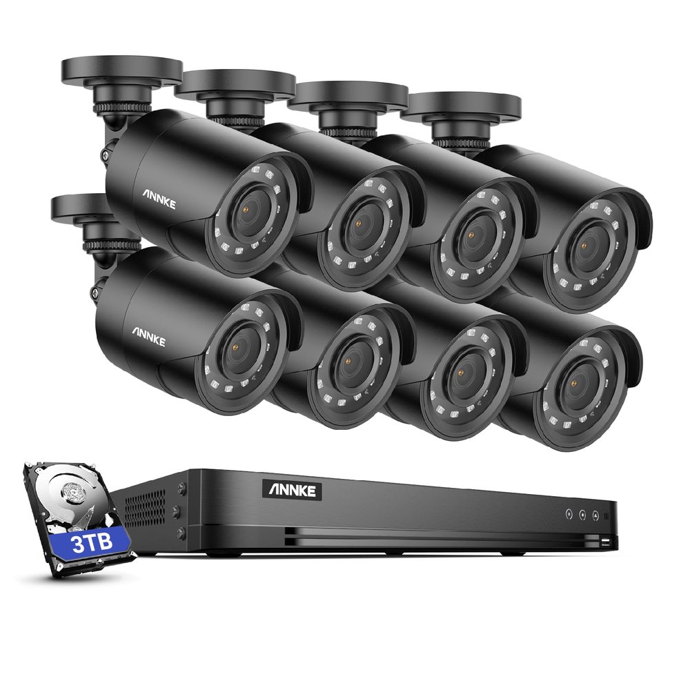 ANNKE 32CH Security Camera System, 32 Channels H.265 Pro+ 3K Lite DVR, 8PCS 1080P CCTV IP66 Weatherproof Bullet Cameras, AI Human/Vehicle Detection for Home Business Surveillance, 3TB HDD Included