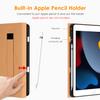 DTTO Bluetooth Keyboard, Wireless Rechargeable Keyboard and Premium Leather Folio Stand Cover with Built-in Apple Pencil Holder for iPad 9th/8th/7th Generation 10.2 Inch Case 2021/2020/2019, Brown view 4