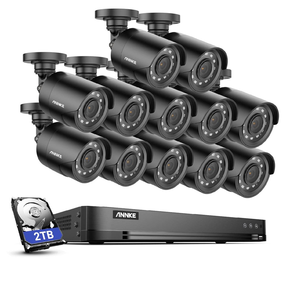 ANNKE 32CH Security Camera System, 32 Channels H.265 Pro+ 3K Lite DVR, 12PCS 1080P CCTV IP66 Weatherproof Bullet Cameras, AI Human/Vehicle Detection for Home Business Surveillance, 2TB HDD Included