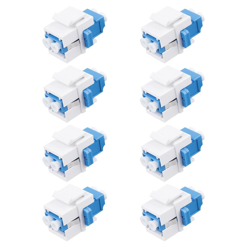 Duogalia 8 Pack LC/UPC Fiber Optic Coupler Keystone Jack Modular for Patch Panels and Wall Plates Fiber Optic Cable Adapter LC Duplex Singlemode