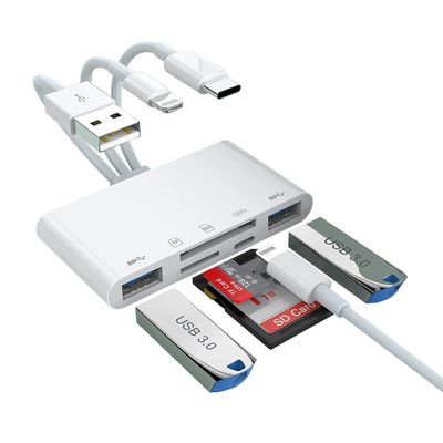 [Apple MFi Certified] 5-in-1 iPhone Memory Card Reader, USB OTG Adapter & SD/TF Card Camera Viewer for iPhone/iPad/PC/Android/Camera/USB C & A Devices, Supports SD/Micro SD/SDHC/SDXC/MMC Plug and Play