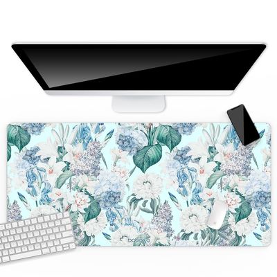 BABACO The Original and Officially Licensed Large Desk mat with Flowers 065 Blue Design, Non-Slip, 80 x 40 cm