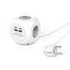 Hama Cube Power Strip with Switch (Extension Cord 1.4 m, 3 Sockets Earth F Schuko + 2 USB-A + 2 USB-C, 3680 W 16 A Ideal for Office, Kitchen, Living Room, Workshop, Garage, PC, Lighting Fixtures, TV view 1