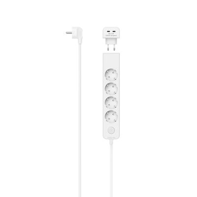 Hama Power Strip with Switch (4 Earth Sockets + 1 Euro Lateral Socket + AC Adapter/2 USB-C Detachable Socket, Power Socket Type E+F Cable 1.4 m 3680 W, Ideal for Office, Living Room, Kitchen,