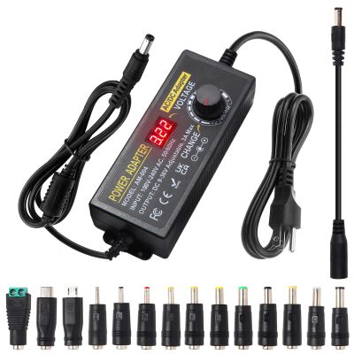 108W Universal Power Supply 9V 12V 14V 15V 16V 18V 19V 20V 24V 30V 36V Adjustable Variable AC/DC Adapter with Voltage Displays, 100V-240V AC to DC 9V~36V Converter 0.5A 1A 1.2A 1.5A 2A 2.5A 3A Max