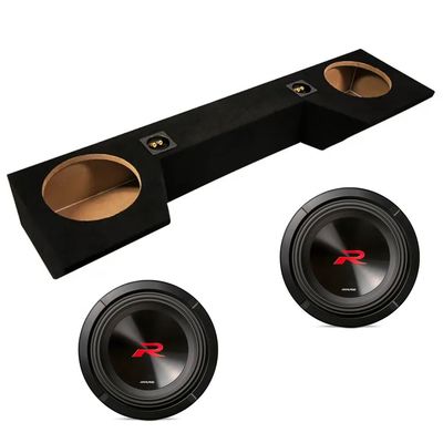 American Sound Connection Dual 10 inch Sub Box Compatible with Dodge Ram Quad Cab Truck 2019-2025 Bundle with R2-W10D2 Subwoofer
