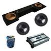 American Sound Connection Dual 10 inch Sub Box Compatible with Dodge Ram Quad Cab Truck 2019-2025 Bundle with SWT-10S4 Subwoofer, HA-A800.1 800W RMS Amp, and Install Kit view 1