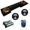 American Sound Connection Dual 10 inch Sub Box Compatible with Dodge Ram Quad Cab Truck 2019-2025 Bundle with HA-R104 Subwoofer, HA-A400.1 400W RMS Amp, and Install Kit view 1