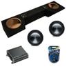 American Sound Connection Dual 10 inch Sub Box Compatible with Dodge Ram Quad Cab Truck 2019-2025 Bundle with HA-R104 Subwoofer, 46CXA4001 400W RMS Amp, and Install Kit view 1