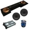 American Sound Connection Dual 10 inch Sub Box Compatible with Dodge Ram Quad Cab Truck 2019-2025 Bundle with 48CWR104 Subwoofer, HA-A800.1 800W RMS Amp, and Install Kit view 1