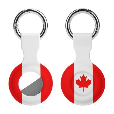 Canada Flag Shockproof Protective Case Compatible for Airtag Cute Case Cover Holder with Keychain 1PCS